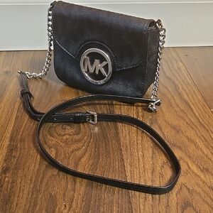 Michael Kors Black Crossbody with Silver Accents